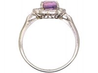 Early 20th Century Platinum, Pink Topaz & Diamond Cluster Ring