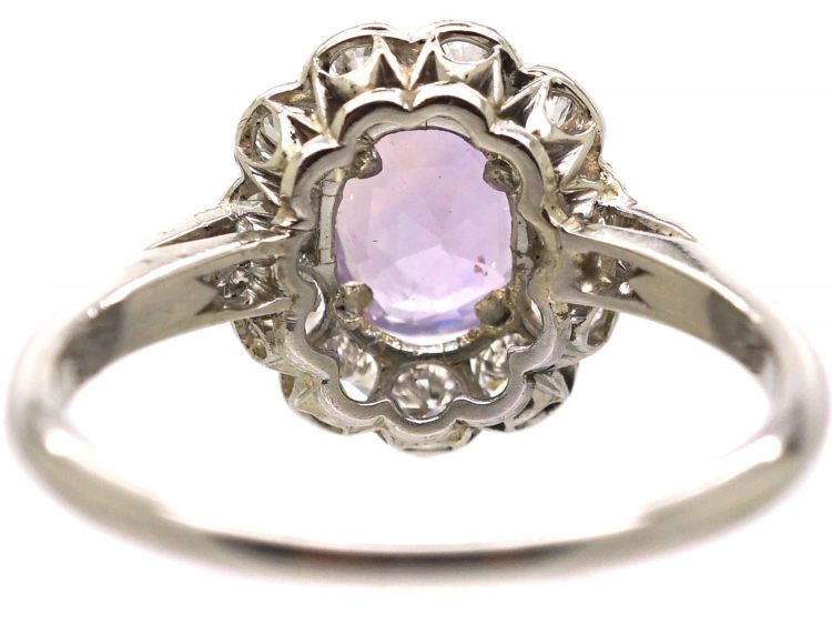 Early 20th Century Platinum, Pink Topaz & Diamond Cluster Ring