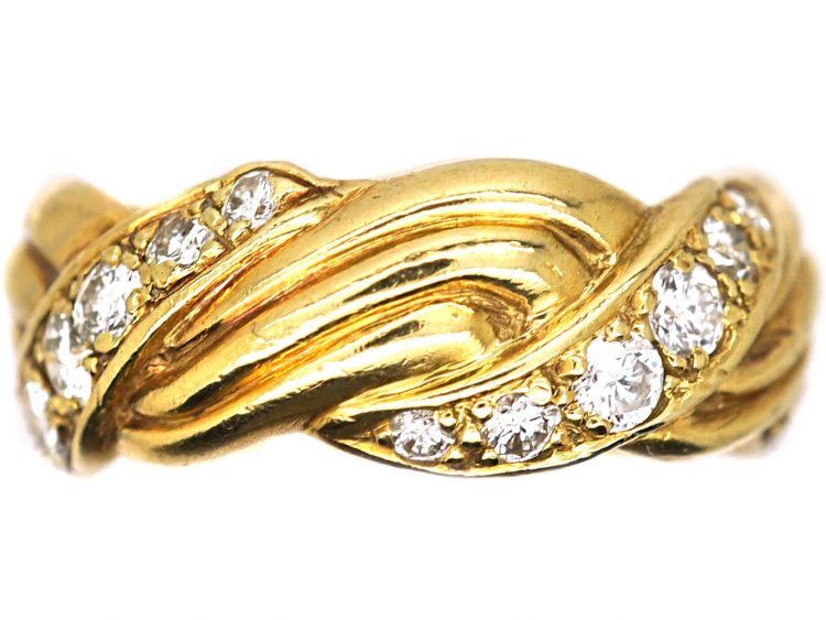 18ct Gold Ring with Three Bands set with Diamonds