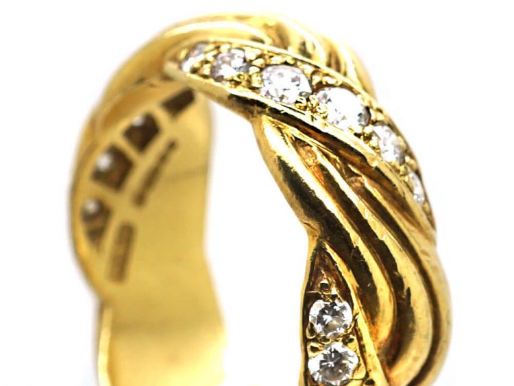 18ct Gold Ring with Three Bands set with Diamonds