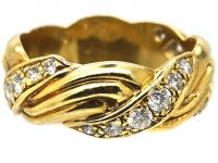 18ct Gold Ring with Three Bands set with Diamonds