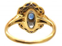 Mid 20th Century 18ct Gold & Platinum Sapphire & Diamond fancy Oval Cluster Ring