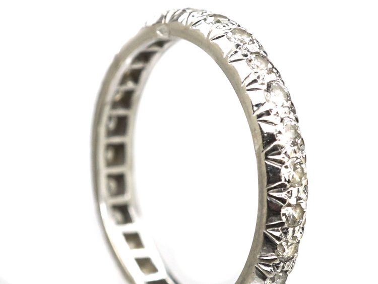 French Early 20th Century 18ct White Gold Eternity Ring set with Diamonds