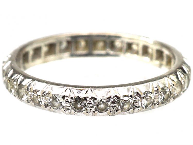 French Early 20th Century 18ct White Gold Eternity Ring set with Diamonds