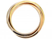 Three Colour 18ct Gold Trinity Ring by Cartier set with Five Diamonds