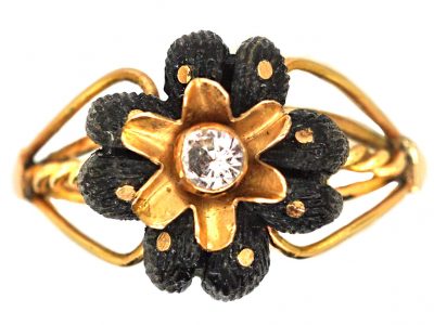 Victorian 15ct Gold & Horn Flower Ring