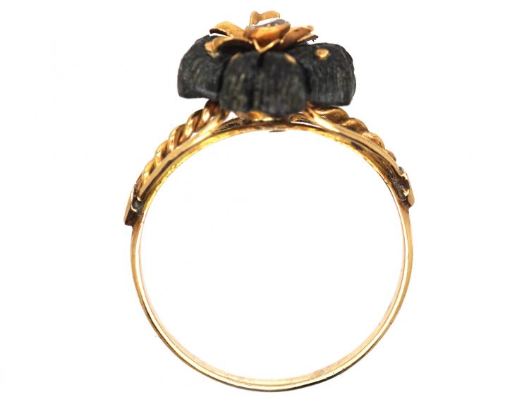 Victorian 15ct Gold & Horn Flower Ring