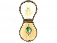 Edwardian 15ct Gold & Silver, Enamel Hazelnut Pendant with Natural Pearl Drop by Child & Child