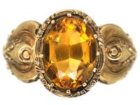 Georgian 9ct Gold Ring set with a Foiled Citrine