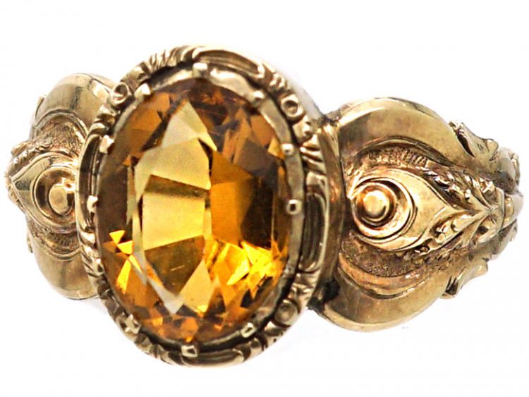 Georgian 9ct Gold Ring set with a Foiled Citrine