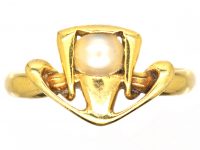 Art Nouveau 18ct Gold & Natural Pearl Ring attributed to Archibald Knox