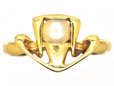 Art Nouveau 18ct Gold & Natural Pearl Ring attributed to Archibald Knox