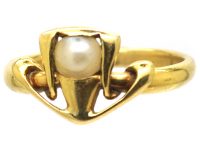 Art Nouveau 18ct Gold & Natural Pearl Ring attributed to Archibald Knox