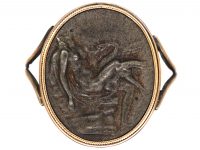 Early 19th Century 9ct Gold Berlin Iron Ring with Relief of Leda & the Swan