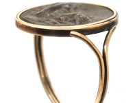 Early 19th Century 9ct Gold Berlin Iron Ring with Relief of Leda & the Swan