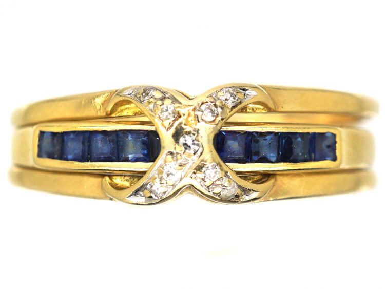 Mid 20th Century 14ct Gold Interchangeable Ring set with Sapphires, Rubies & Diamonds