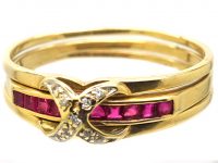 Mid 20th Century 14ct Gold Interchangeable Ring set with Sapphires, Rubies & Diamonds