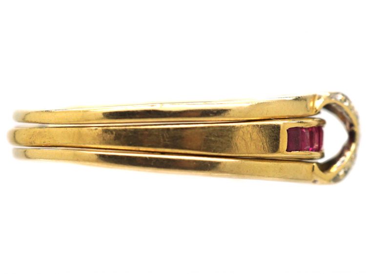 Mid 20th Century 14ct Gold Interchangeable Ring set with Sapphires, Rubies & Diamonds