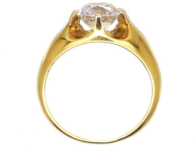 18ct Gold Solitaire Ring set with a Two Carat Cushion Cut Diamond