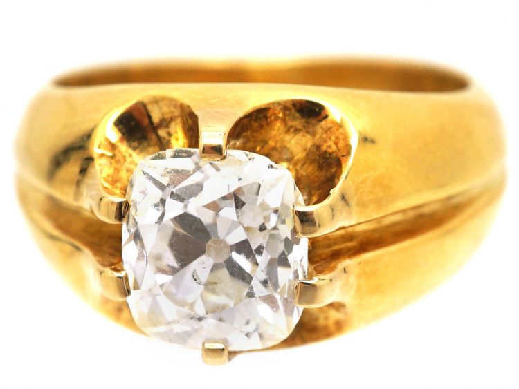 18ct Gold Solitaire Ring set with a Two Carat Cushion Cut Diamond