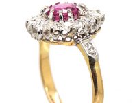 Early 20th Century 18ct Gold & Platinum, Pink Sapphire & Diamond Cluster Ring