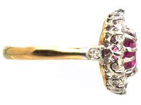 Early 20th Century 18ct Gold & Platinum, Pink Sapphire & Diamond Cluster Ring