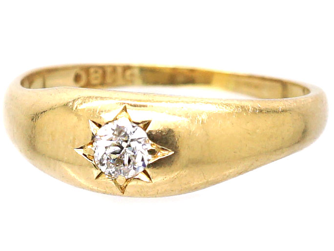 Victorian 18ct Gold Gypsy Ring set with a Diamond