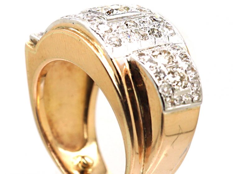 Retro 18ct Gold Buckle Ring set with Diamonds