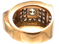 Retro 18ct Gold Buckle Ring set with Diamonds