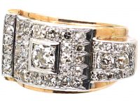 Retro 18ct Gold Buckle Ring set with Diamonds