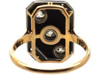 Art Deco 18ct Gold & Platinum Geometric Ring set with Onyx & Diamonds