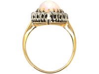 French Early 20th Century 18ct Gold, Opal & Rose Diamond Pear Shaped Ring