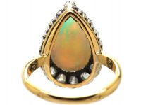 French Early 20th Century 18ct Gold, Opal & Rose Diamond Pear Shaped Ring