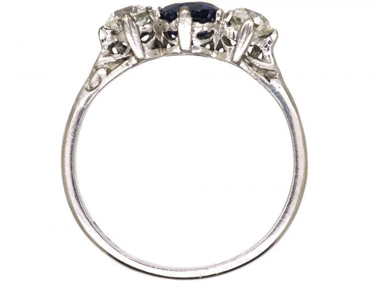 Early 20th Century Platinum, Sapphire & Diamond Three Stone Ring