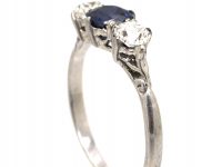 Early 20th Century Platinum, Sapphire & Diamond Three Stone Ring