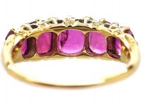 Victorian 18ct Gold, Five Stone Burma Ruby Ring