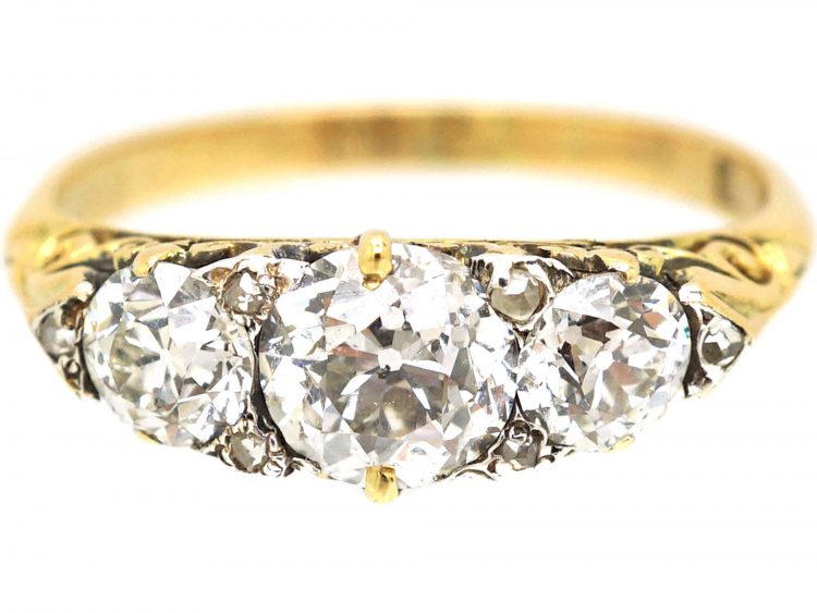 Victorian 18ct Gold Three Stone Diamond Ring