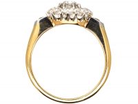 Edwardian 18ct Gold & Platinum, Diamond Cluster Ring with Diamond Set Shoulders