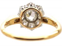 Edwardian 18ct Gold & Platinum, Diamond Cluster Ring with Diamond Set Shoulders