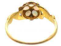 Early 19th Century 15ct Gold Pansy Ring set with Opals & Emeralds