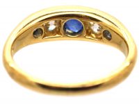 Edwardian 18ct Gold Sapphire & Diamond Five Stone Ring