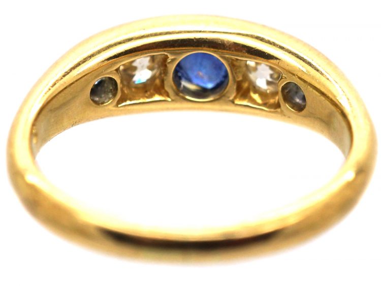 Edwardian 18ct Gold Sapphire & Diamond Five Stone Ring