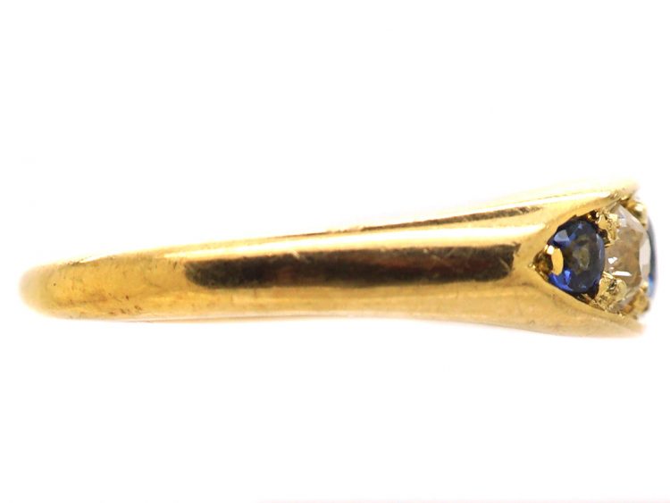 Edwardian 18ct Gold Sapphire & Diamond Five Stone Ring