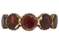 Georgian 9ct Gold & Flat Cut Garnet Half Eternity Ring