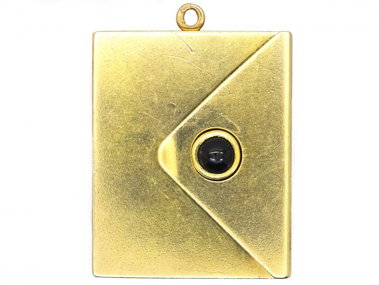 Cartier 14ct Gold Hinged Locket in the Form of a Letter with Internal Pages