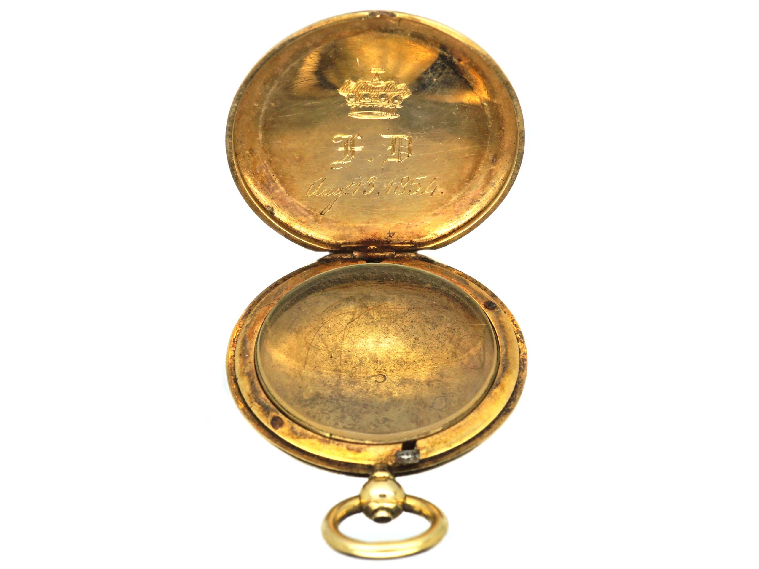 Médaillon Ancien Français En Or 18 Carats - Époque Édouardienne Avec Compartiment En Verre