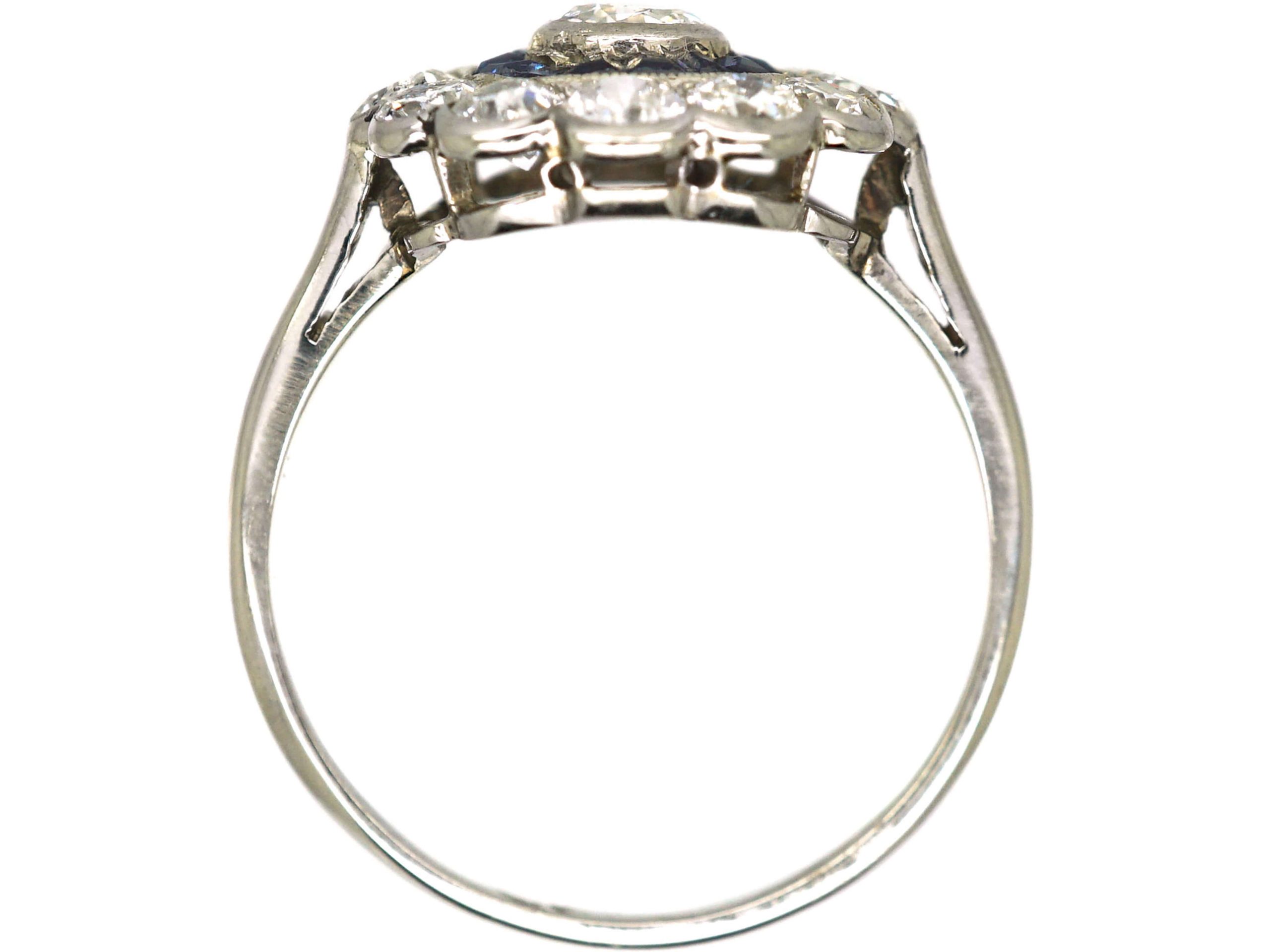 Art Deco 18ct White Gold Target Ring set with Diamonds & Calibre ...