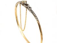 Victorian 15ct Gold & Silver Snake Bangle set with a Fancy Yellow Diamond & Old Mine Cut Diamonds