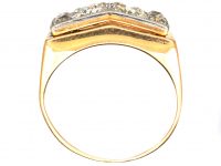 French Retro 18ct Gold & Platinum Ring set with Diamonds