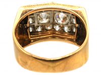 French Retro 18ct Gold & Platinum Ring set with Diamonds